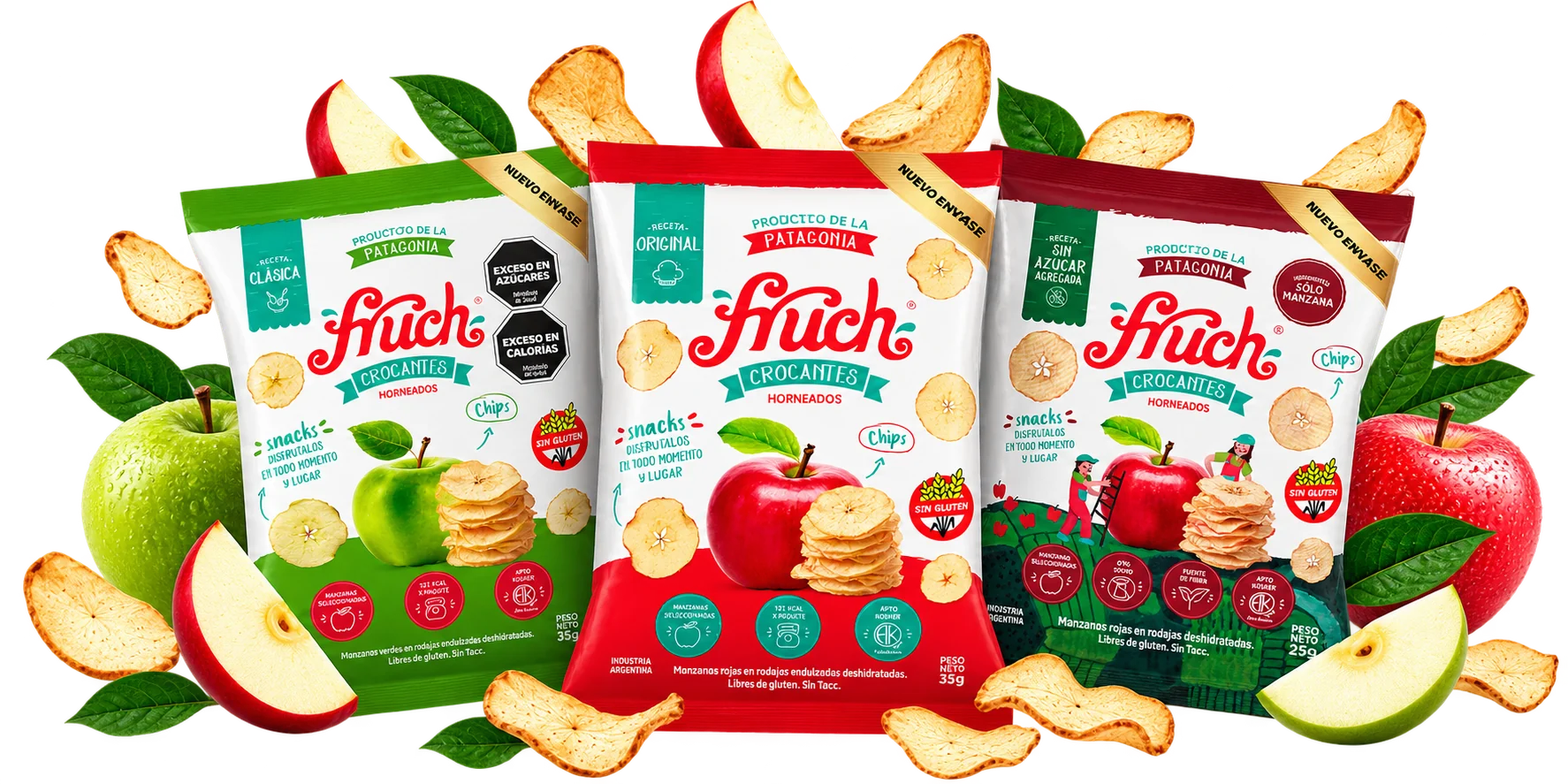 Bolsas FRUCH Manzana Verde, Manzana Roja y Corte Americano con nuevo envase